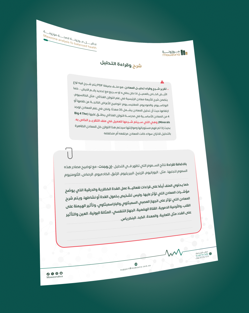 نموذج شرح وقراءة التحليل